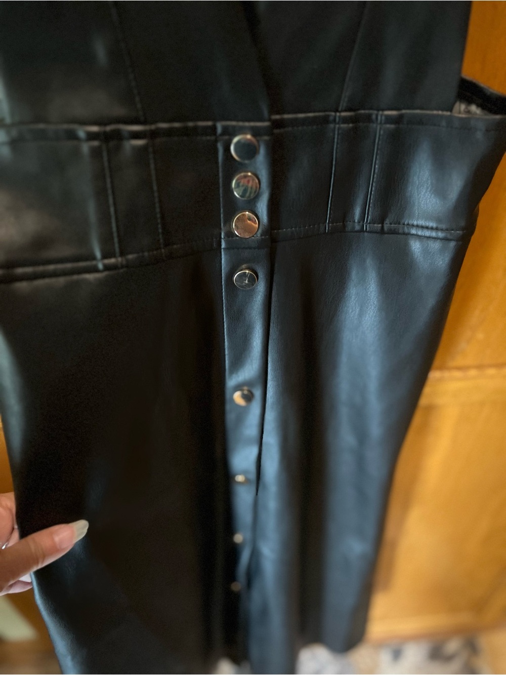 Zara Faux Leather Pinafore Midi Dress Jumper - Picture 3 of 8